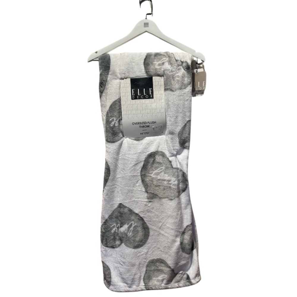 Elle Decor Gray Heart Plush Throw